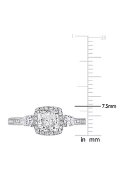 Best Sale 🧨 1.37 ct. t.w. Diamond 3 Stone Halo Engagement Ring in 14k White Gold by Belk & Co. ✔️ -DealsBelk & Co. Store Belk 31473