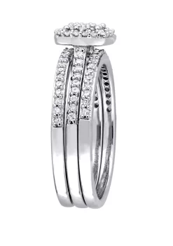 New 🔔 3 Piece 1/2 ct. t.w. Diamond Cluster Halo Bridal Set in 14k White Gold by Belk & Co. 🛒 -DealsBelk & Co. Store Belk 31476