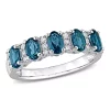 Best Pirce 🛒 1.5 ct. t.g.w. London Blue Topaz and 1/6 ct. t.w. Diamond Semi-Eternity Ring in 14K White Gold by Belk & Co. 😍