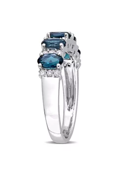 Best Pirce 🛒 1.5 ct. t.g.w. London Blue Topaz and 1/6 ct. t.w. Diamond Semi-Eternity Ring in 14K White Gold by Belk & Co. 😍 -DealsBelk & Co. Store Belk 31492
