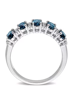 Best Pirce 🛒 1.5 ct. t.g.w. London Blue Topaz and 1/6 ct. t.w. Diamond Semi-Eternity Ring in 14K White Gold by Belk & Co. 😍 -DealsBelk & Co. Store Belk 31493