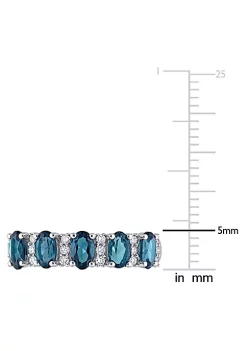 Best Pirce 🛒 1.5 ct. t.g.w. London Blue Topaz and 1/6 ct. t.w. Diamond Semi-Eternity Ring in 14K White Gold by Belk & Co. 😍 -DealsBelk & Co. Store Belk 31494