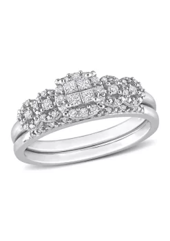 Flash Sale 👏 1/3 CT TDW Diamond Cluster Bridal Set in 10k White Gold by Belk & Co. 😍