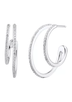 Wholesale ๐ 1/2 ct. t.w. Diamond Hoop Earrings in 10K White Gold by Belk & Co. โญ