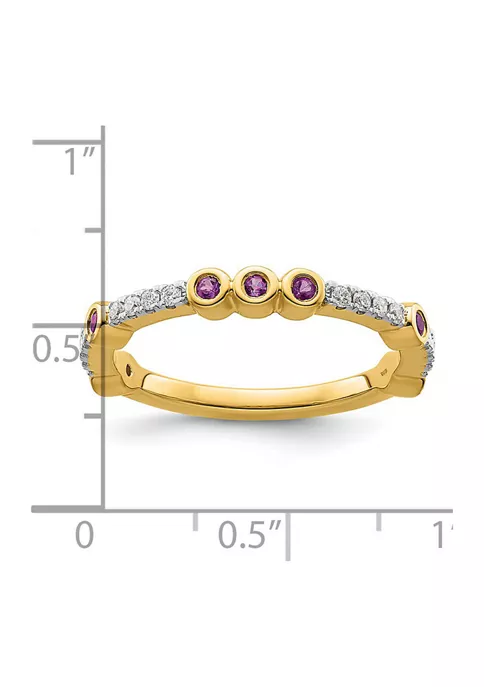 Flash Sale ✨ 1/5 ct. t.w. Amethyst and 1/10 ct. t.w. Diamond Stackable Expressions Ring in 14K Gold by Belk & Co. ✔️ 3 Flash Sale ✨ 1/5 ct. t.w. Amethyst and 1/10 ct. t.w. Diamond Stackable Expressions Ring in 14K Gold by Belk & Co. ✔️ - Image 3