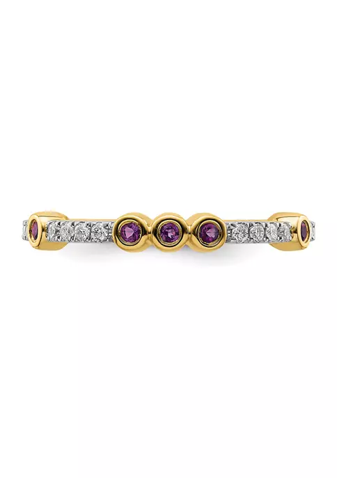 Flash Sale ✨ 1/5 ct. t.w. Amethyst and 1/10 ct. t.w. Diamond Stackable Expressions Ring in 14K Gold by Belk & Co. ✔️ 5 Flash Sale ✨ 1/5 ct. t.w. Amethyst and 1/10 ct. t.w. Diamond Stackable Expressions Ring in 14K Gold by Belk & Co. ✔️ - Image 5