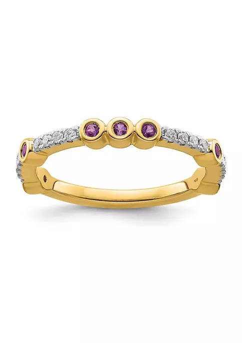 Flash Sale ✨ 1/5 ct. t.w. Amethyst and 1/10 ct. t.w. Diamond Stackable Expressions Ring in 14K Gold by Belk & Co. ✔️ 6 Flash Sale ✨ 1/5 ct. t.w. Amethyst and 1/10 ct. t.w. Diamond Stackable Expressions Ring in 14K Gold by Belk & Co. ✔️ - Image 6