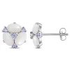Top 10 ⭐ 1.66 ct. t.g.w. Opal and Tanzanite Stud Earrings in 14K White Gold by Belk & Co. 🧨