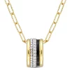 Best Sale 🤩 Lab Created 4/5 ct. t.g.w. Created White Sapphire Pendant with Chain in Yellow Plated Sterling Silver by Belk & Co. ❤️