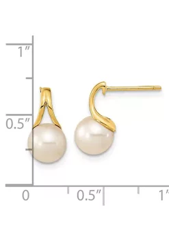 Budget 👏 14K Yellow Gold 7-8mm White Round Freshwater Cultured Pearl Post Earrings by Belk & Co. 🎁 -DealsBelk & Co. Store Belk 31571