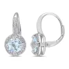 Coupon 🌟 3.57 ct. t.g.w. Sky Blue Topaz and White Sapphire Halo Leverback Earrings in Sterling Silver by Belk & Co. 🌟
