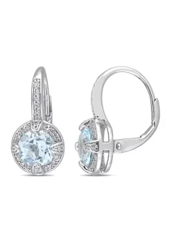 Coupon 🌟 3.57 ct. t.g.w. Sky Blue Topaz and White Sapphire Halo Leverback Earrings in Sterling Silver by Belk & Co. 🌟 -DealsBelk & Co. Store Belk 31594