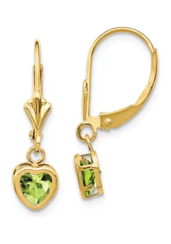Discount 🧨 0.96 ct. t.w. Peridot 5mm Heart Earrings in 14K Yellow Gold by Belk & Co. 🌟