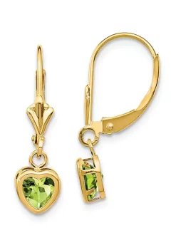 Discount 🧨 0.96 ct. t.w. Peridot 5mm Heart Earrings in 14K Yellow Gold by Belk & Co. 🌟 -DealsBelk & Co. Store Belk 31599