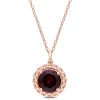 Deals ⭐ 3 ct. t.g.w. Garnet Halo Pendant with Chain in Rose Plated Sterling Silver by Belk & Co. 😉
