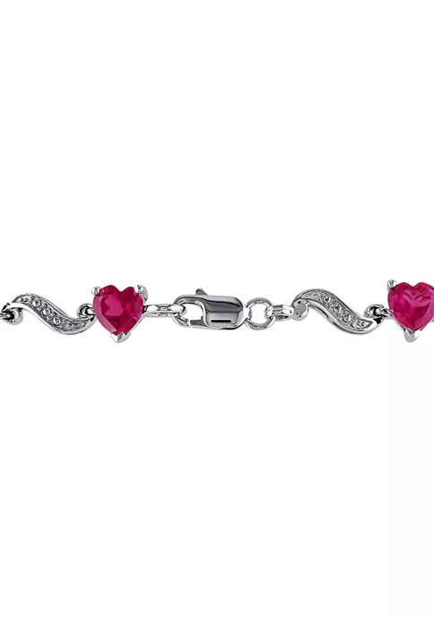Best Sale ๐ Lab Created 9.09 ct. t.g.w. Heart Shaped Created Ruby and Diamond Accent Bracelet in Sterling Silver by Belk & Co. ๐ 3 Best Sale ๐ Lab Created 9.09 ct. t.g.w. Heart Shaped Created Ruby and Diamond Accent Bracelet in Sterling Silver by Belk & Co. ๐ - Image 3