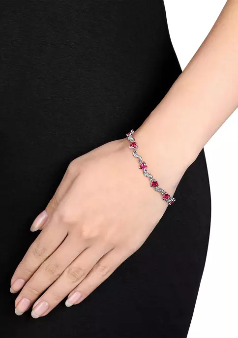 Best Sale ๐ Lab Created 9.09 ct. t.g.w. Heart Shaped Created Ruby and Diamond Accent Bracelet in Sterling Silver by Belk & Co. ๐ 4 Best Sale ๐ Lab Created 9.09 ct. t.g.w. Heart Shaped Created Ruby and Diamond Accent Bracelet in Sterling Silver by Belk & Co. ๐ - Image 4