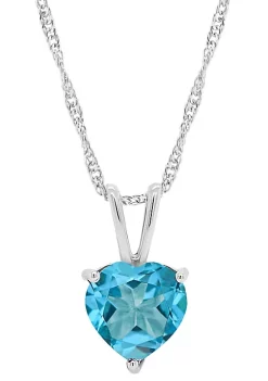 Wholesale 🌟 Sterling Silver 8mm Heart Shape Blue Topaz Pendant Necklace by Belk & Co. ❤️