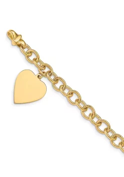 Best Pirce 😀 14K Yellow Gold Link with Heart Charm Bracelet by Belk & Co. 🎁 -DealsBelk & Co. Store Belk 31652