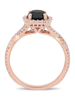 Brand new 🎉 1.5 ct. t.w. Black and White Diamond Halo Infinity Engagement Ring in 14K Rose Gold by Belk & Co. ⌛ -DealsBelk & Co. Store Belk 31660