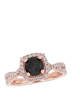 Brand new 🎉 1.5 ct. t.w. Black and White Diamond Halo Infinity Engagement Ring in 14K Rose Gold by Belk & Co. ⌛ -DealsBelk & Co. Store Belk 31663