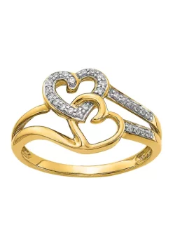Promo ❤️ 1/10 ct. t.w. Diamond Hearts Ring in 14K Yellow Gold by Belk & Co. 🔔
