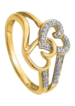 Promo ❤️ 1/10 ct. t.w. Diamond Hearts Ring in 14K Yellow Gold by Belk & Co. 🔔 -DealsBelk & Co. Store Belk 31688