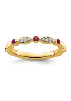 Deals 👍 1/10 ct. t.w. Lab Created Ruby, 0.054 ct. t.w. Diamonds Stackable Expressions Ring in 14K Gold by Belk & Co. ✔️