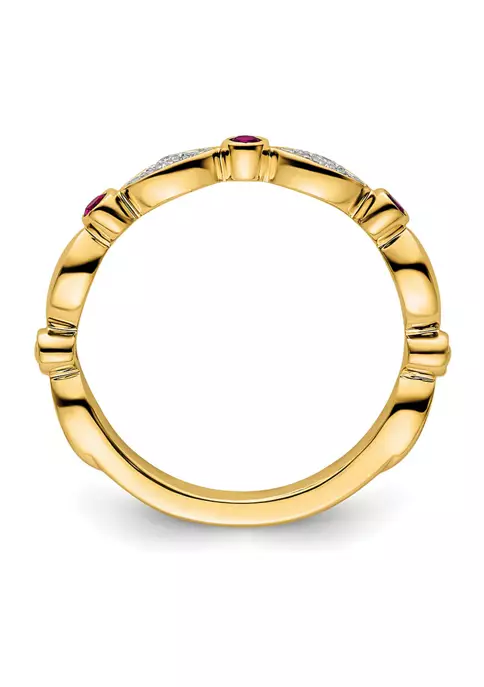 Deals ๐ 1/10 ct. t.w. Lab Created Ruby, 0.054 ct. t.w. Diamonds Stackable Expressions Ring in 14K Gold by Belk & Co. โ๏ธ 2 Deals ๐ 1/10 ct. t.w. Lab Created Ruby, 0.054 ct. t.w. Diamonds Stackable Expressions Ring in 14K Gold by Belk & Co. โ๏ธ - Image 2