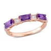 Buy ⭐ Amethyst and White Topaz Semi-Eternity Ring in 10k Rose Gold by Belk & Co. 🛒