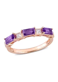 Buy ⭐ Amethyst and White Topaz Semi-Eternity Ring in 10k Rose Gold by Belk & Co. 🛒 -DealsBelk & Co. Store Belk 31715