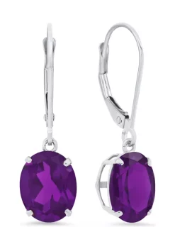 Coupon 🌟 Sterling Silver Oval Genuine Amethyst Dangle Earrings by Belk & Co. 🌟 -DealsBelk & Co. Store Belk 31741