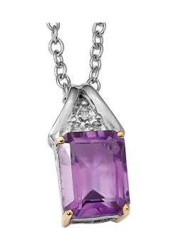 Wholesale 🧨 2.87 ct. t.w. Amethyst and 1/10 ct. t.w. Diamond Necklace in Sterling Silver and 14K Gold True Two-Tone by Belk & Co. 🔔 -DealsBelk & Co. Store Belk 31744