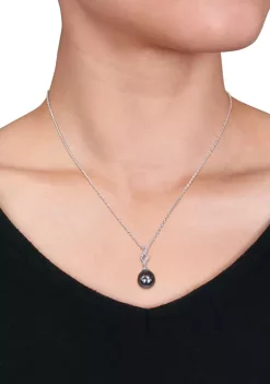 Brand new 🔔 Pearl and 1/10 ct. t.w. Diamond Accent Drop Necklace in Sterling Silver by Belk & Co. 🥰 -DealsBelk & Co. Store Belk 31746