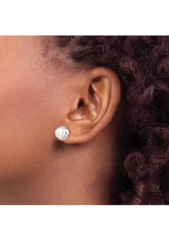 Outlet 👍 Sterling Silver Rhodium-plated 7-8mm White Button Freshwater Cultured Pearl Earrings by Belk & Co. 🔥 -DealsBelk & Co. Store Belk 31760