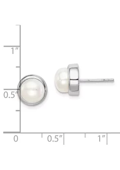 Outlet 👍 Sterling Silver Rhodium-plated 7-8mm White Button Freshwater Cultured Pearl Earrings by Belk & Co. 🔥 -DealsBelk & Co. Store Belk 31761