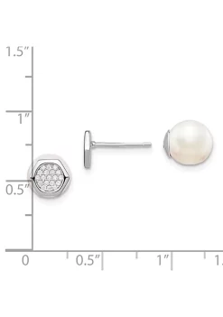 Outlet ⭐ Sterling Silver Rhodium-plated Cubic Zirconia/Imitation Shell Pearl Front/Back Earrings by Belk & Co. ❤️ -DealsBelk & Co. Store Belk 31767