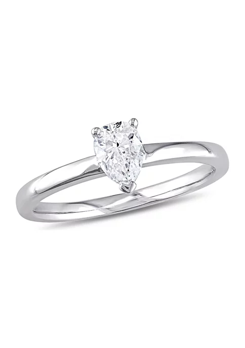 Budget ๐ 1/2 CT TW Pear-Cut Diamond Solitaire Engagement Ring in 14k White Gold by Belk & Co. โค๏ธ 1 Budget ๐ 1/2 CT TW Pear-Cut Diamond Solitaire Engagement Ring in 14k White Gold by Belk & Co. โค๏ธ