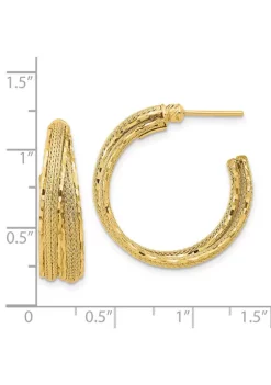 Coupon 🌟 14K Yellow Gold Diamond Cut and Textured Post Hoop Earrings by Belk & Co. 🎉 -DealsBelk & Co. Store Belk 31800