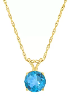 Deals 😀 14K Yellow Gold 7mm Round Blue Topaz Pendant Necklace by Belk & Co. 🛒 -DealsBelk & Co. Store Belk 31864
