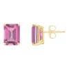 Best Sale 👏 14K Gold 8x6 Emerald Cut Pink Topaz Earrings by Belk & Co. 🌟