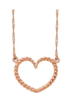 Outlet 🌟 Polished and Textured Heart Necklace in 14K Rose Gold by Belk & Co. 👍