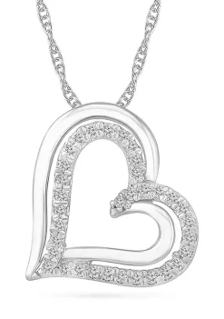 Budget ❤️ 1/6 ct. t.w. Sterling Silver Heart Pendant Necklace by Belk & Co. ❤️ -DealsBelk & Co. Store Belk 31887