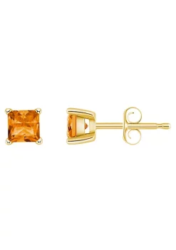 Best Sale 🧨 14K Gold 4mm Princess Cut Citrine Earrings by Belk & Co. ✨ -DealsBelk & Co. Store Belk 31903
