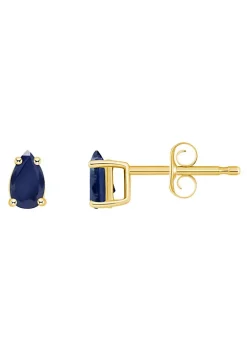 New 🎁 14K Gold 5x3 Pear Shape Sapphire Earrings by Belk & Co. 🤩
