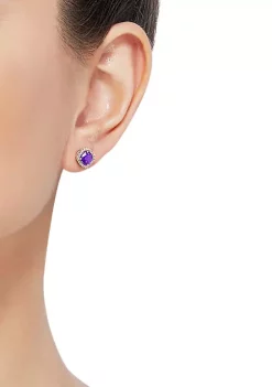 Wholesale ✔️ Lab Created 1 ct. t.w. Amethyst and Created White Sapphire Earrings in 10K Yellow Gold by Belk & Co. 👍 -DealsBelk & Co. Store Belk 31923
