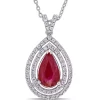 Budget ⌛ 1.75 ct. t.w. Ruby and 1/3 ct. t.w. Diamond Multi Layered Teardrop Necklace in 18k White Gold by Belk & Co. 😉