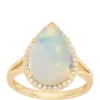 Discount 🌟 1 ct. t.w. Created Opal with 1/8 ct. t.w. Diamond Ring in 10K Yellow Gold by Belk & Co. 👍