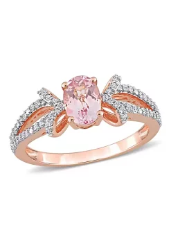 Flash Sale ๐ Oval Morganite and 1/5 CT TW Diamond Bow Ring in 14k Rose Gold by Belk & Co. ๐