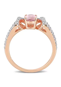 Flash Sale 🔔 Oval Morganite and 1/5 CT TW Diamond Bow Ring in 14k Rose Gold by Belk & Co. 🎉 -DealsBelk & Co. Store Belk 31944